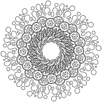 Online coloring book: Coloring lemons in a circle